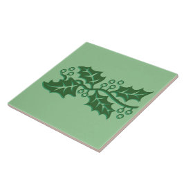 Tegel - Holly Leaves met Berries Tegeltje