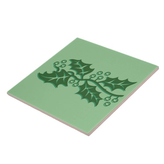 Tegel - Holly Leaves met Berries Tegeltje (Zijkant)