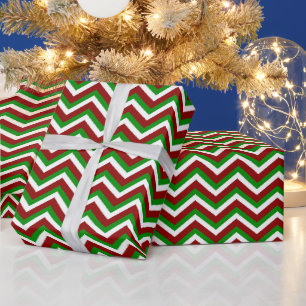 Tegel Kerst chevron patroon rood wit groen Cadeaupapier