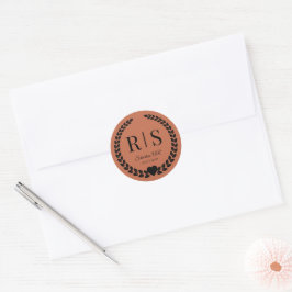 Tegel Klei Trouw Monogram Beginletters Ronde Sticker