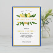 Tegel Lemon Vrijgezellenfeest goudolie Folie Uitnodiging (Staand Voorkant)