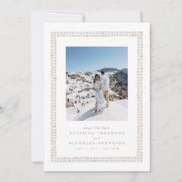 Tegel lijst eenvoudig beige destination wedding save the date