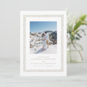 Tegel lijst eenvoudige beige bestemming bruiloft save the date (Staand voorkant)