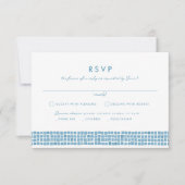 Tegel lijst Grieks blauw eenvoudige bestemming bru RSVP Kaartje (Voorkant)