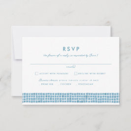 Tegel lijst Grieks blauw eenvoudige bestemming bru RSVP Kaartje