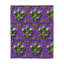 Tegel Mardi Gras Fleur de lis Fleece Deken