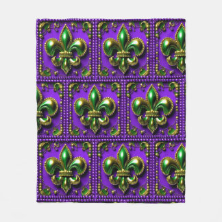 Tegel Mardi Gras Fleur de lis Fleece Deken