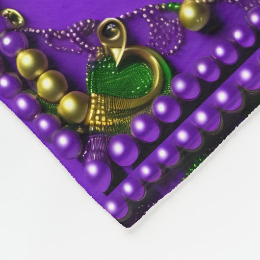 Tegel Mardi Gras Fleur de lis Fleece Deken (Hoek)