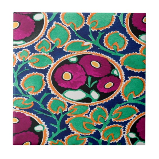 tegel met art deco bloemen tegeltje (Voorkant)