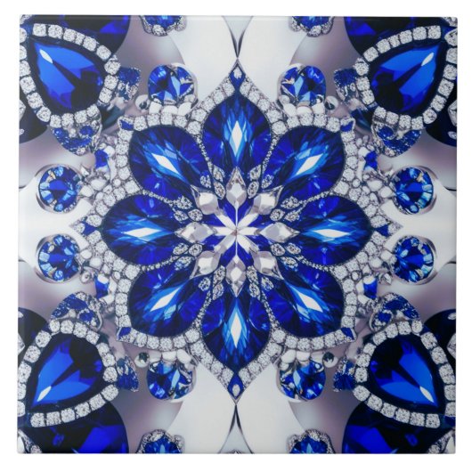 Tegel met Blauw Wit Kleuren Modern Design Tegeltje (Voorkant)