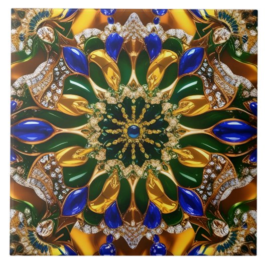 Tegel met Brazilië Kleuren Modern Design Tegeltje (Voorkant)