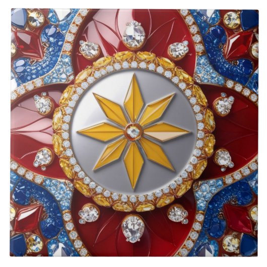 Tegel met Colombiaanse kleuren Modern Design Tegeltje (Voorkant)