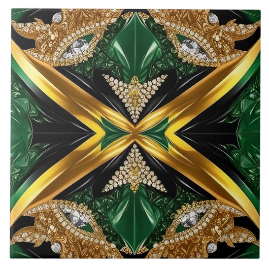 Tegel met Jamaicaanse kleuren Modern Design Tegeltje (Voorkant)