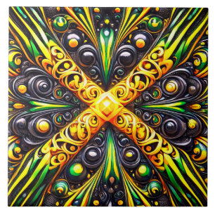 Tegel met Jamaicaanse kleuren Modern Design Tegeltje