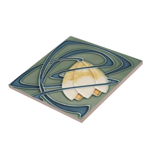 tegel met jugendstill afbeelding tegeltje (Zijkant)