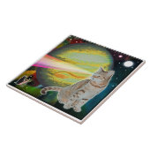 Tegel met laserkatten tegeltje (Zijkant)