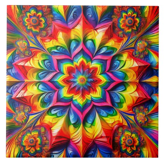 Tegel met LGBTQ kleuren Modern Design Tegeltje (Voorkant)