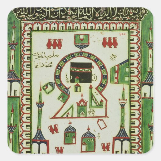 Tegel met Mekka Vierkante Sticker (Voorkant)