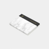Tegel met monogram Wit marmer Zwart Goud Post-it® Notes (Schuin)
