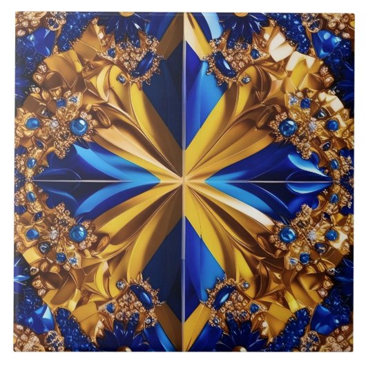 Tegel met Zweden Kleuren Modern Design Tegeltje (Voorkant)