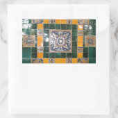 Tegel Mexican Green Talavera Style Rechthoekige Sticker (Tas)