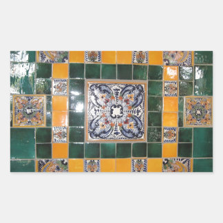 Tegel Mexican Green Talavera Style Rechthoekige Sticker