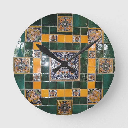 Tegel Mexican Green Talavera Style Ronde Klok (Voorkant)