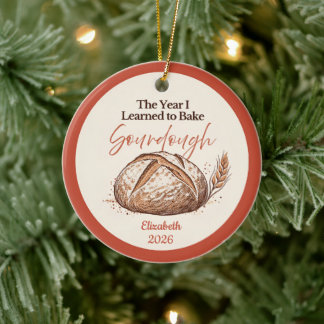 Tegel Minimalistische Sourdough Kerstmis Op Maat Keramisch Ornament