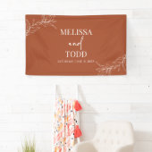 Tegel Minimalistische Tak Blad Bruiloft Spandoek (Insitu)