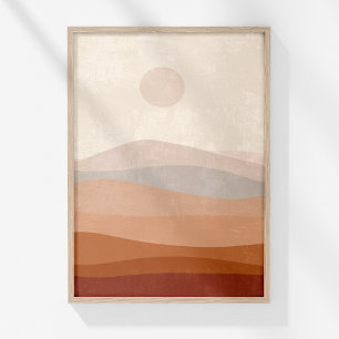 Tegel Neutral Abstract Landschap Muurkunst Poster