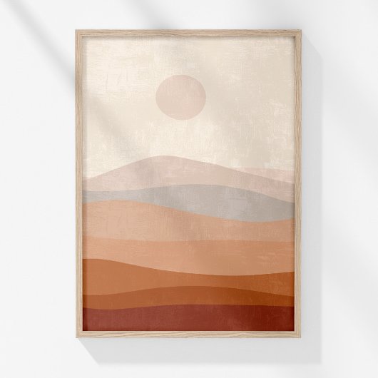 Tegel Neutral Abstract Landschap Muurkunst Poster
