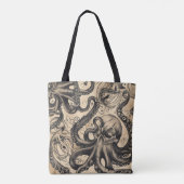 Tegel Octopus schedel Tattoo Tote Bag (Achterkant)