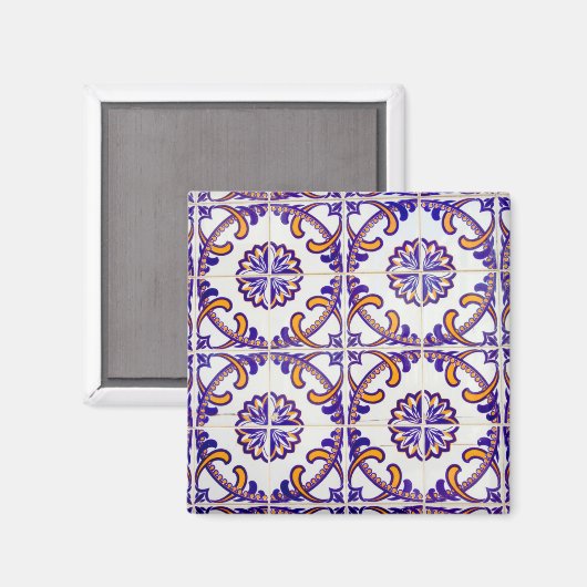 Tegel patroon close-up, Portugal Magneet (Voorkant / Achterkant)