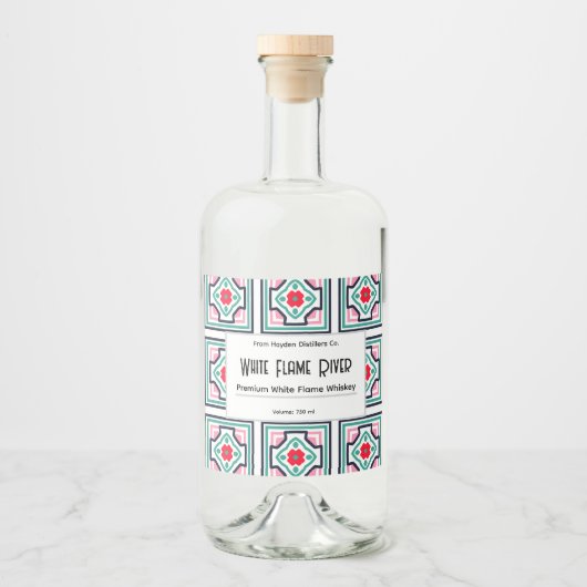 Tegel Patroon Gepersonaliseerde Liquor Bottle Labe Likeurfles Etiket (Voorkant)