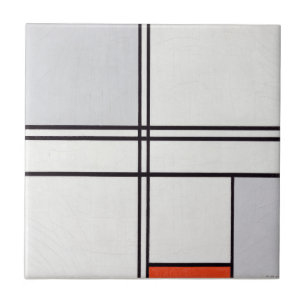 TEGEL : PIET MONDRIAN : GRAY - RED 1935 TEGELTJE