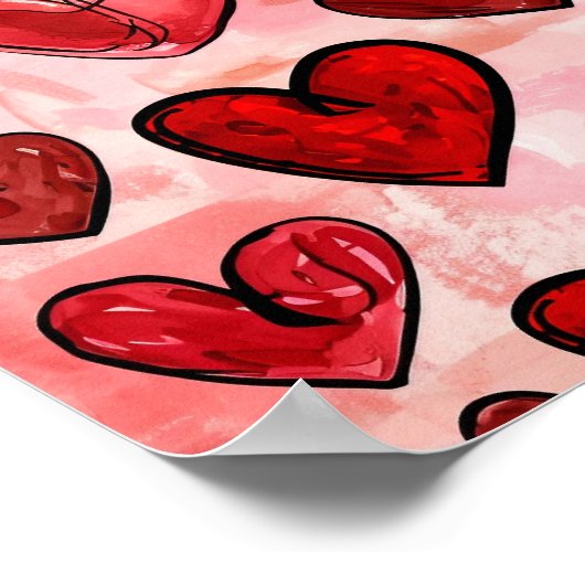 Tegel rood hart patroon poster (Hoek)