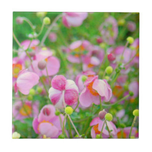 TEGEL "ROZE BLOEMEN LIJKEN BIJNA OP SNOEP" TEGELTJE