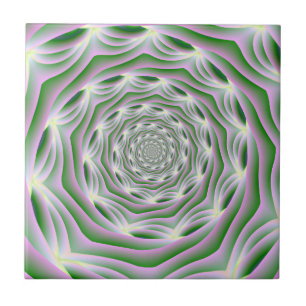 Tegel Roze en Groene Vortex Tegeltje
