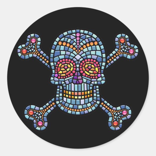 Tegel schedel 1 ronde sticker (Voorkant)