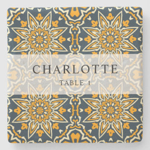 Tegel Spaans Patroon Kleurrijke Wedding Place Card Stenen Onderzetter