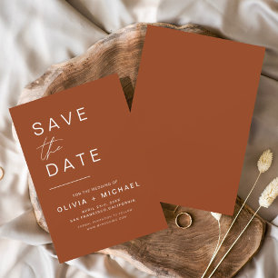 Tegel Terracotta Bewaar de Datum Minimalistische S Save The Date