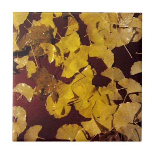 Tegel / Trivet met Herfst afbeelding van gele blad Tegeltje (Voorkant)