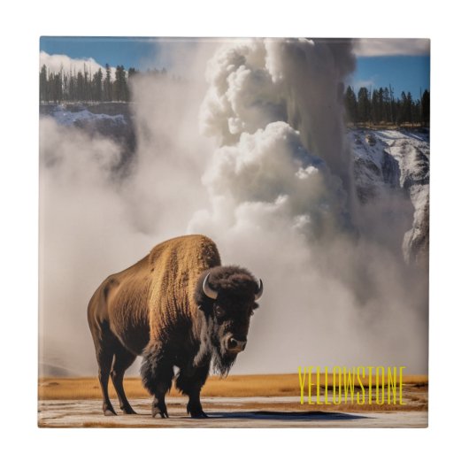 Tegel Trivet-Yellowstone Buffalo Tegeltje (Voorkant)