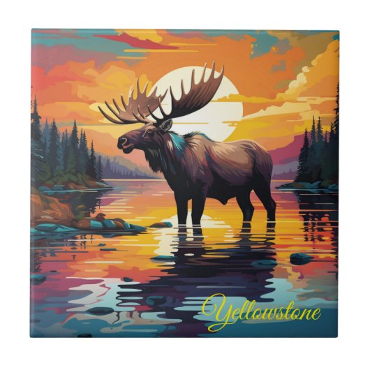 Tegel Trivet-Yellowstone Moose Tegeltje (Voorkant)