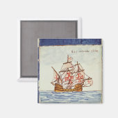 Tegel van Azulejos die een schip afschildert uit S Magneet (Voorkant / Achterkant)