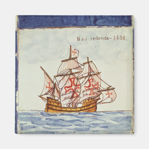 Tegel van Azulejos die een schip afschildert uit S Magneet