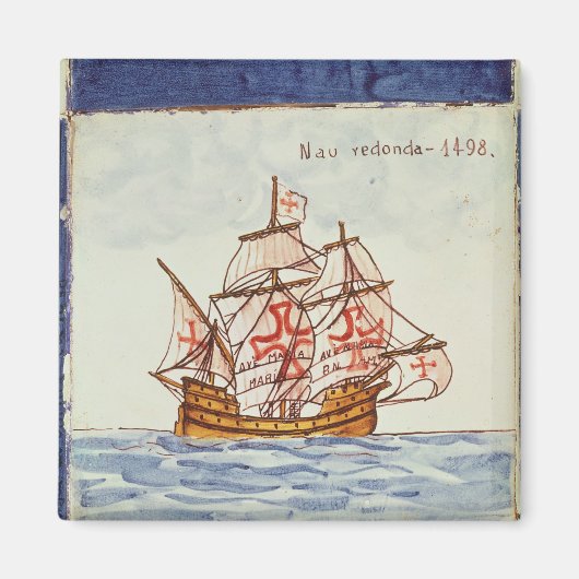 Tegel van Azulejos die een schip afschildert uit S Magneet (Voorkant)