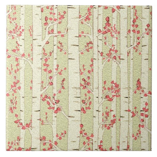 tegel van berkenbomen tegeltje (Voorkant)