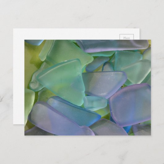 Tegel van blauw strandglas, Alaska Briefkaart (Voorkant / Achterkant)