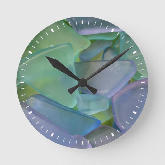 Tegel van blauw strandglas, Alaska Ronde Klok (Voorkant)